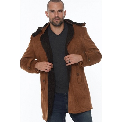 Dewberry PLT8399 SUEDE LOOKING MEN'S coat-ON CAMEL čierna hnedá