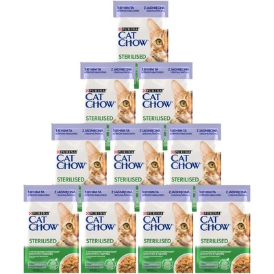 CAT CHOW Sterilizované krmivo s jahňacím mäsom a zelenými fazuľkami v omáčke 10x85 g