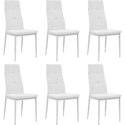 vidaXL Трапезни столове, 6 бр, бели, изкуствена кожа (275436)