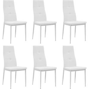 vidaXL Трапезни столове, 6 бр, бели, изкуствена кожа (275436)