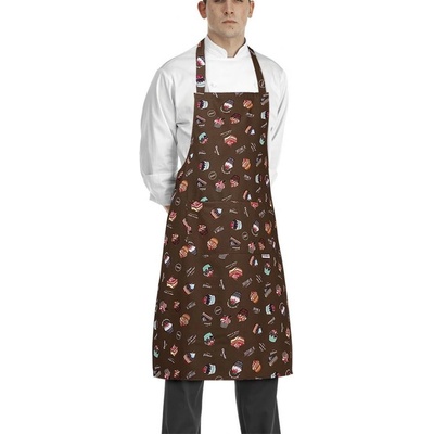 Egochef zástěra ke krku s kapsou vzor zákusky E-6103136A