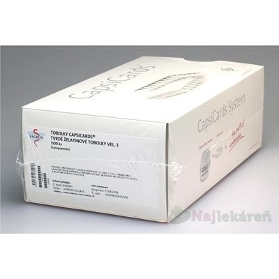 Fagron CapsiCards žel. kapsule vel´. 3 transparentné 1300 ks kartón 26x50 ks 1 bal. 1