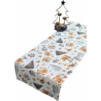 LKV Lomnice Textilní běhoun Vánoce bílá 30x120cm