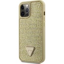 Púzdro Guess Rhinestones Triangle Metal Logo iPhone 12 Pro Max, zlaté