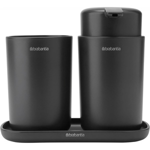 Brabantia Комплект аксесоари за баня Brabantia ReNew 1003491, 3 части, 250 мл, Устойчиви на корозия, Тъмносив (Brabantia ReNew 1003491)