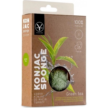 Yasumi Konjac Sponge For Face Wash Green Tea With Green Tea For Oily Sensitive Skin Гъби за лице унисекс 20gr