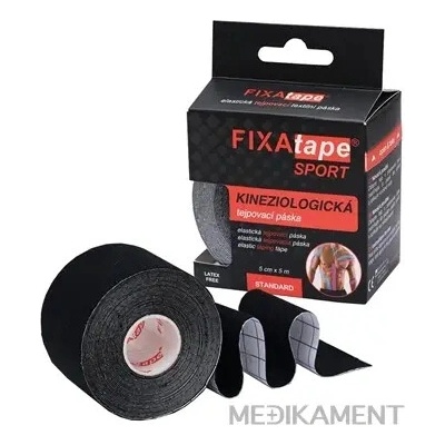FIXAtape tejpovacia páska SPORT kinesiologická elastická čierna 5 cm x 5 m