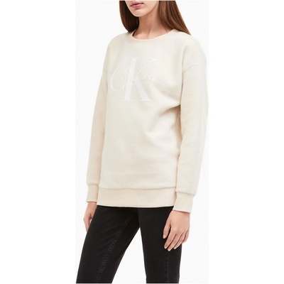 Calvin Klein dámská mikina Classic Logo Signature béžová