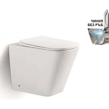 Image 1 of Inter Ceramic Стояща тоалетна чиния ICC 5436W, седалка и капак, порцелан, бял гланц, 54x42x36см (5436W)