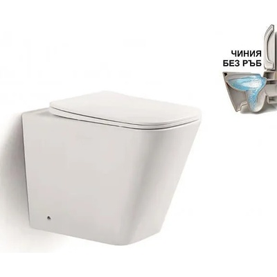 Inter Ceramic Стояща тоалетна чиния ICC 5436W, седалка и капак, порцелан, бял гланц, 54x42x36см (5436W)