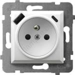 OSPEL - Стенна безрамкова розетка 230V + 1xUSB-A + 1xUSB-C ARIA бяла (OE0029)