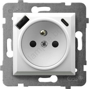 Ospel - Стенна безрамкова розетка 230V + 1xUSB-A + 1xUSB-C ARIA бяла (OE0029)