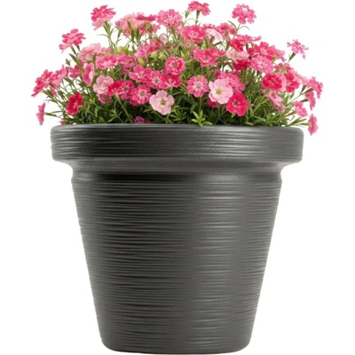 HowHomely Plastový květináč Riflo 33,9x39 cm antracitový