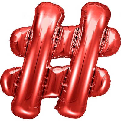 PartyDeco Foliový balón sign # 35cm červený