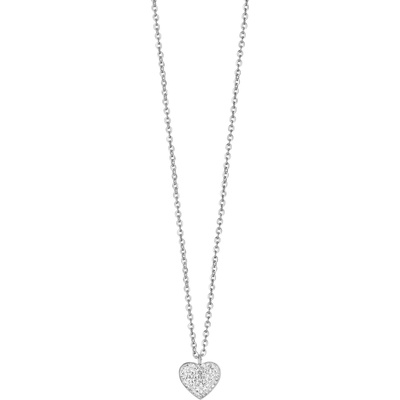 LUCA BARRA Steel Necklace With Heart And White Crystals