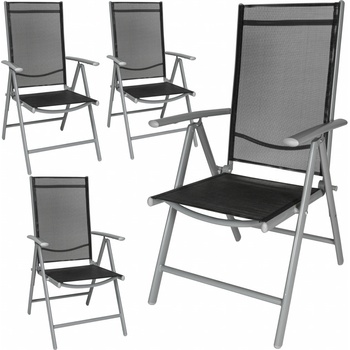 tectake 401632 4 zahradní židle hliníkové - černá/stříbrná