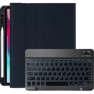 AppleKing puzdro s podsvietenou klávesnicou a priestorom na Apple Pencil pre iPad Air 4 (2020) / Air 5 (2022) / Pro 11" (2018-2022) - Tmavomodré
