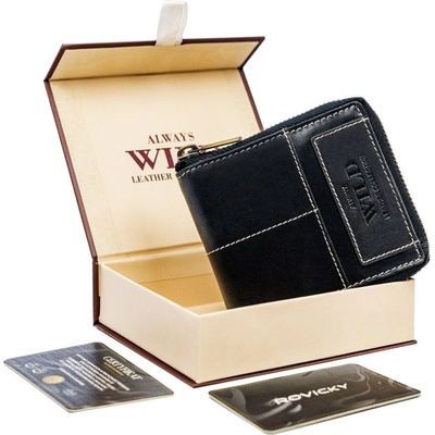 Always Wild kožená pánská peněženka na čtvercový zip v retro styluRFID