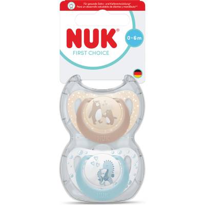 Nuk First Choice биберон залъгалка, силикон, 0-6 мес. , 2 бр. , Мечка/Водно конче (10175378)