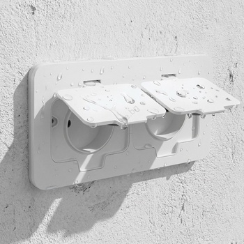 Brilagi - Външна вградена подова двойна розетка IP55, бяла, правоъгълна (BG3317)