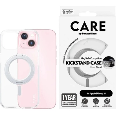 Panzer Калъф CARE - Silver Kick MagSafe, iPhone 15, прозрачен (5715685005480)