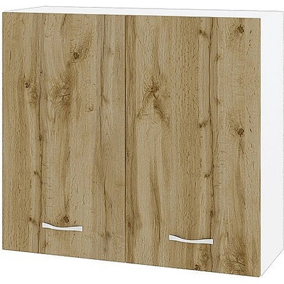 ИРИМ Горен шкаф с две врати и рафт Сити БДД-4 бяло гладко / дъб дакота 80 см