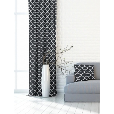 Záves dekoračný alebo látka, OXY Ornament, tmavo šedý, 150 cm 150 cm