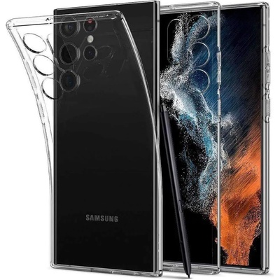 Spigen Liquid Crystal Case - тънък силиконов (TPU) калъф за Samsung Galaxy S22 Ultra (прозрачен)