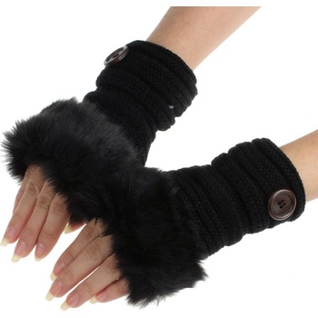 Dámské rukavice s umělým kožíškem černá