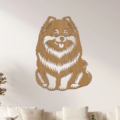 dřevo života Dřevěný obraz psa Pomeranian Rozměry (cm): 45x60, Zvolte barvu dekoru: Buk