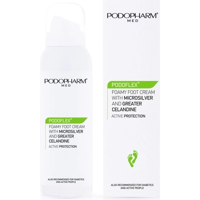 PODOPHARM PODOFLEX krémová pena na nohy s mikročasticami striebra a lastovičníkom 125 ml