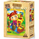 Art Puzzle Дървен пъзел Art Puzzle от 16 части - Момиченце и меченце (5855) - baby