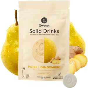 Qwetch Solid Drinks - Pear & Ginger - Vitamins C & B - 12 ефервесцентни таблетки