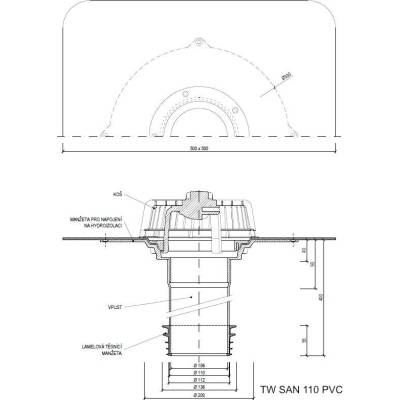 Sanačný vpust TW SAN PVC Typ: 110 PVC (116-129mm)