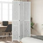vidaXL Разделител за стая, 3 панела, бял, дърво пауловния масив (358672)