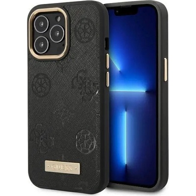 GUESS Кейс Guess GUHMP14XSAPSTK за iPhone 14 Pro Max 6.7"", черен / черен, твърд, Peony Logo Plate MagSafe