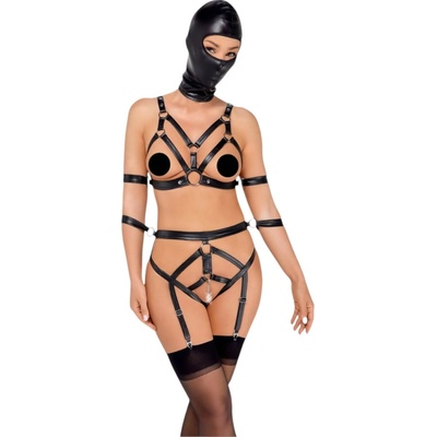 Bad Kitty Harness Strap Set with 4 Arm Cuffs & Mask