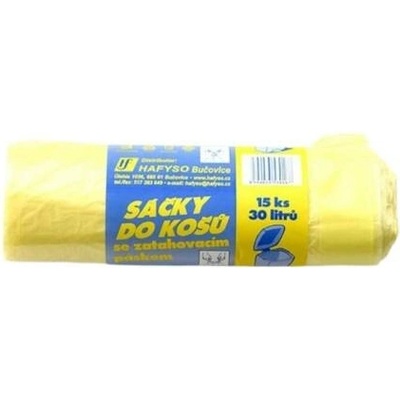 Sáček KOŠ ZATAHOVACÍ - 30 l žlutý - HDPE po 15 ks