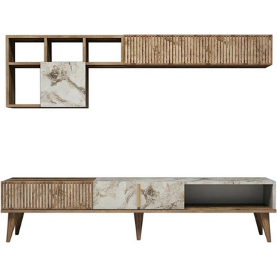 Obývací stěna Milan Walnut and White Marble
