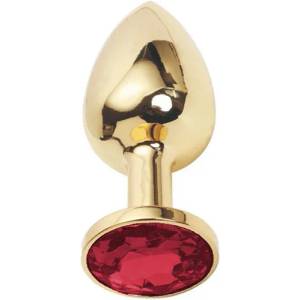 Sensual Метално дилдо Butt Plug "GOLD CRYSTAL RED" 7 см. Размер - S