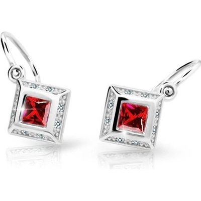 Danfil dětské náušnice C2501 z bílého zlata s kamínky Ruby Dark