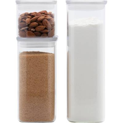 Pebbly Кухненски буркан за съхранение PKV-067, комплект от 3 бр. , стъкло, Pebbly (PEBB3760132816647)