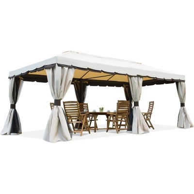 Garden Point Záhradný pavilón s moskytiérou a závesmi Valencia 4x6m krémová