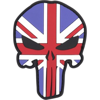 Gumová nášivka 101 Inc vlajka Punisher Head Veľká Británia - farebná