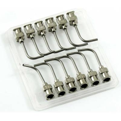 Pravoúhlé 90° nerezové dávkovací jehly 16G 1" set 12ks