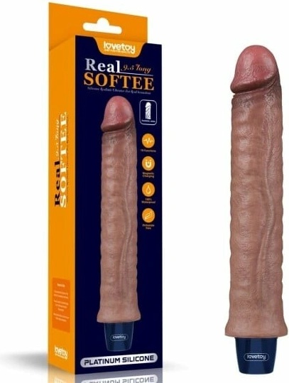 LoveToy Real Softee Vibrating Dildo 9.5" Brown