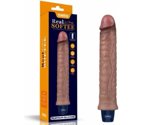LoveToy Real Softee Vibrating Dildo 9.5" Brown