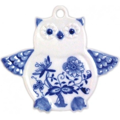 Cibulák Dubí Vánoční ozdoba sova cibulový porcelán 10163