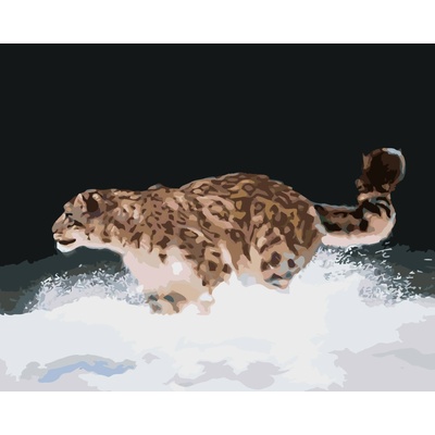 ZUTY Malování podle čísel SNĚŽNÝ LEOPARD V BĚHU VE SNĚHU D RUSTY RUST Rozměr 80 x 100 cm Rámování bez rámu a bez vypnutí plátna