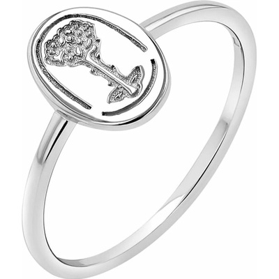 Eppi Stříbrný oválný prsten s gravírem růže Malý princ R47688